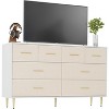 Garvee Modern White 7-Drawer Slim Dresser with Linen-Textured Fronts Matte Painted Engineered Wood with Brushed Gold Handles and Metal Legs,White - 2 of 4