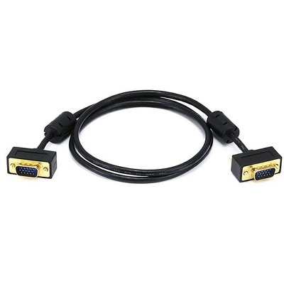 Monoprice Ultra Slim SVGA Super VGA Male to Male Monitor Cable - 3 Feet With Ferrites | 30/32AWG, Gold Plated Connector