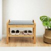 Costway Shoe Rack Bench Bamboo W/Cushioned Seat&Storage Shelf Padded Seat Shoe Bench - 3 of 4