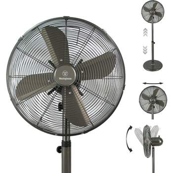 Westinghouse 16 inch Lightweight Vintage Metal Stand Fan with Heavy Duty 1800 CFM High Velocity 50-Watt Motor - 75-degree Oscillating Function