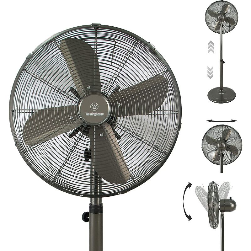 Westinghouse 16 inch Lightweight Vintage Metal Stand Fan with Heavy Duty 1800 CFM High Velocity 50-Watt Motor - 75-degree Oscillating Function, 1 of 10