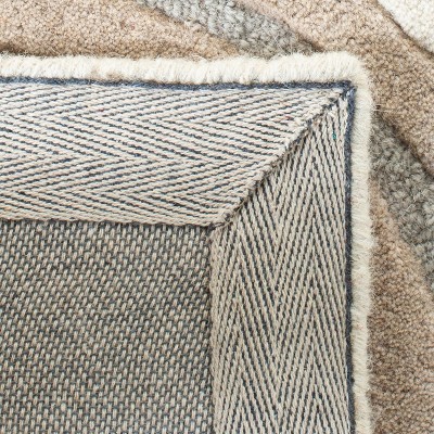 Handmade Black and Beige Wool Abstract Area Rug