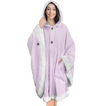 PAVILIA Angel Wrap Hooded Blanket for Women Adult, Wearable Cozy Wrap Throw Fleece Shawl Cape