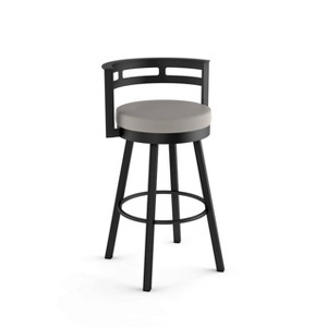 Amisco Render Upholstered Counter Height Barstool Taupe/Black: Faux Leather, Steel Frame, 26" Seat - 1 of 4
