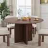 PexFix 52" x 52" Solid Wood Round Dining Table with Walnut Finish and Elegant Arched Legs for Modern Dining Rooms & Kitchens - 3 of 4
