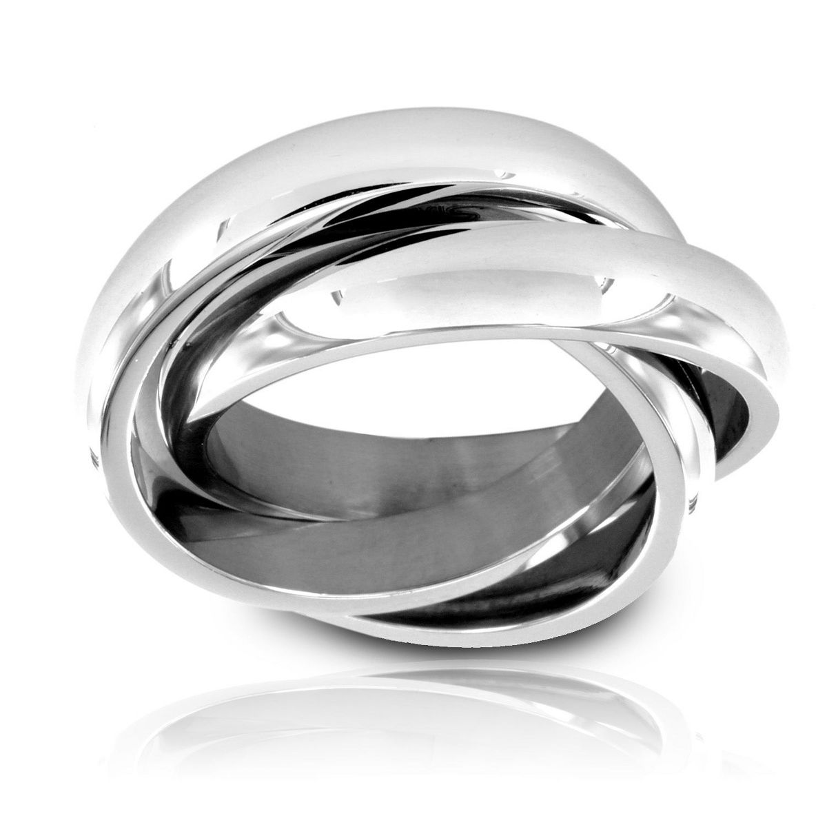 Women's Polished Interconnected Links Steel Ring - West Coast Jewelry - thumbnail 4
