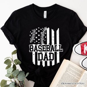 Baseball Dad T-Shirt, Black and White Patriotic Tee for Sports Fathers| OrnamentallyYou - 1 of 4