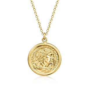 Ross-Simons Italian 18kt Gold Over Sterling Replica Coin Pendant Necklace Size 18 - 1 of 3