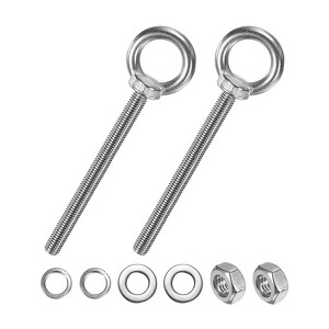 Unique Bargains Stainless Steel Durable Rust-Resistant Eyebolts with Nuts Washers Male Screw for Fastening 10 Pcs - 1 of 4