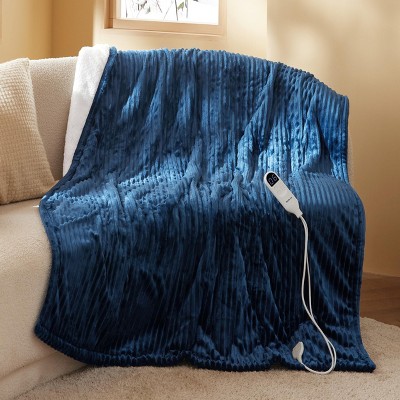 Electric Heated Blanket Soft & Washable Ribbed Flannel