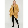 Slickblue Patterned Duster Sleeve Cardigan, Plus Size, Soft Knit Layer, Asymmetrical Hem, Mustard/Navy, 1XL-3XL - 3 of 4