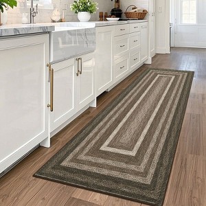 Braided Print Area Rug Washable Bedroom Rugs Bordered Geometric Indoor Soft Carpet Farmhouse Low Pile Non Slip Throw Floor Cover - 1 of 4