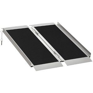 HOMCOM 3' Aluminum Skidproof Portable Wheelchair Ramp for Home, Steps, Doorways, Carpeted Foldable Handicap Ramp, Strong Load-Bearing Threshold Ramp - 1 of 4