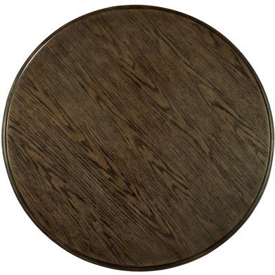Elegant Transitional 42" Round Cocktail Table in Brown Wood & Metal
