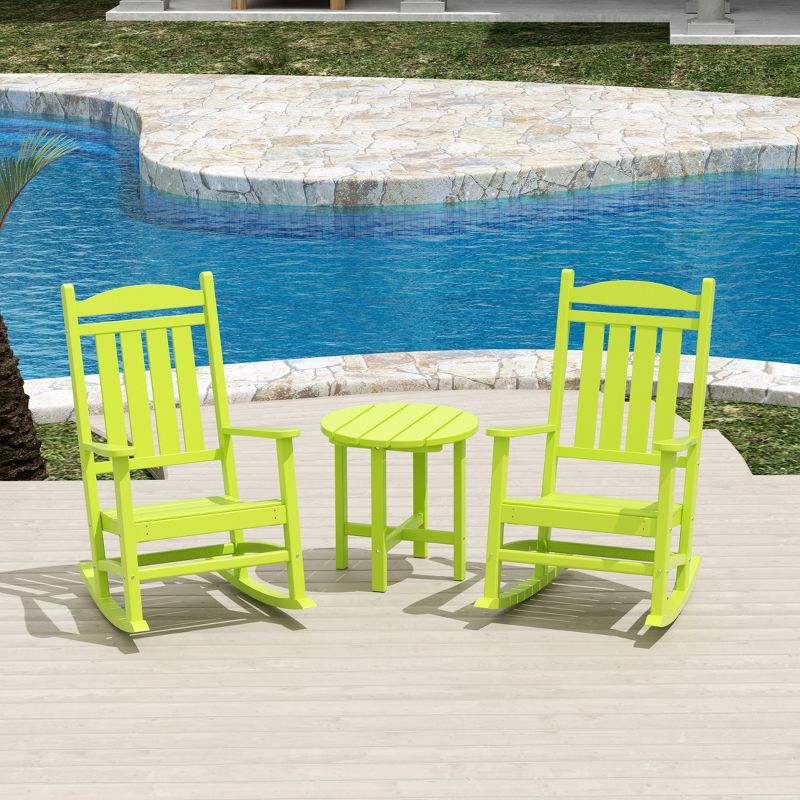 WestinTrends 3 Piece Outdoor Porch Rocking Chairs with Round Side Table Set, 2 of 3