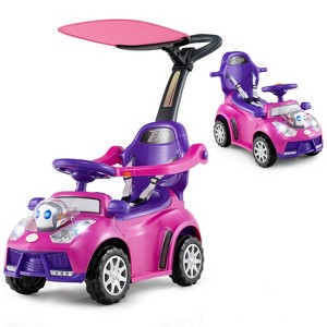 Safstar 3-in-1 Sliding Walker w/ Adjustable Canopy Horn Music & Light for Boys & Girls - 1 of 4