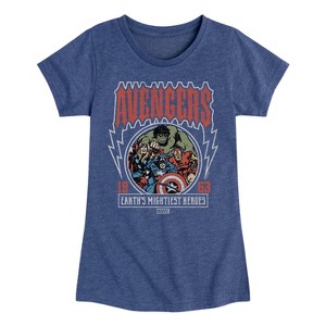 Girls' - Marvel - Avengers Band Tee Style Fitted Short Sleeve Graphic T-Shirt - 1 of 4