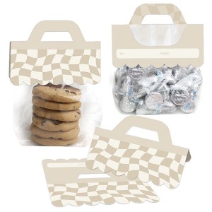 Big Dot of Happiness Tan Checkered Party - DIY Clear Goodie Favor Bag Labels - Candy Bags with Toppers - Set of 24 - 1 of 4