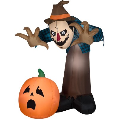 Gemmy Giant Animated Airblown Inflatable Haunted Scarecrow, 7.5 ft Tall, Brown