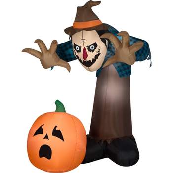 Gemmy Giant Animated Airblown Inflatable Haunted Scarecrow, 7.5 ft Tall, Brown