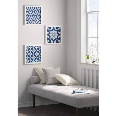 3pc Patterned Tiles Paper Printed With Gel Coat Set Navy - Madison Park :  Target
