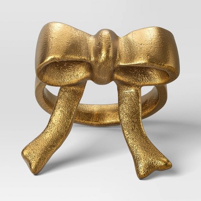 Aluminum Bow Napkin Ring - Threshold™: Gold, Plush Aluminum, Set of 2, 3" Length, 1.7" Width