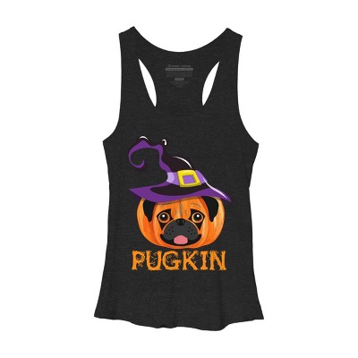 Women's Design By Humans Pugkin Pumpin Halloween By trantanphat95 Racerback Tank Top