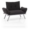 TiramisuBest Metal Legs Futon Loveseat, Black Chenille Upholstery, Compact 2-Seater Sofa, Durable Metal Frame, Easy Assembly - 2 of 4