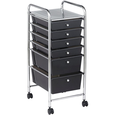 Ecr4kids 6 Drawer Plastic Mobile Organizer Rolling Cart For