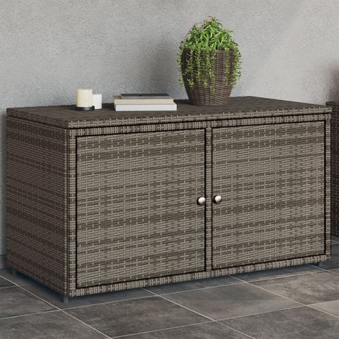 vidaXL Patio Storage Cabinet Gray 43.3 in.x21.7 in.x23.8 in. Poly Rattan - image 1 of 4