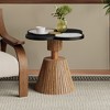 Zeus & Ruta Unique Four-Leaf Clover Side Table with Wood-Grain Base for Living Room, Bedroom & Small Spaces - 3 of 4
