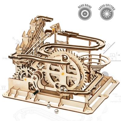 ROBOTIME Marble Run Wooden 3D Jigsaw Puzzle  Puzzles for Teens Boys Adults, Beige, 10"*9.3"*7.3"