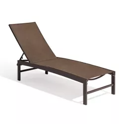 Outdoor Adjustable Chaise Aluminum Lounge Chair Brown - Crestlive Products