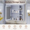Vynxaria 35" x 28" Blue Wall-Mounted Bathroom Cabinet with Mirror Door & 6 Open Shelves - Modern Storage Solution for Your Bathroom. - 4 of 4