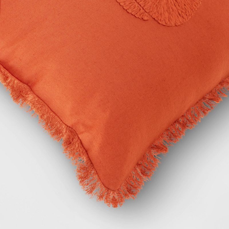 Embroidered Pumpkin with Frayed Edges Square Throw Pillow Rust - Threshold&#8482;, 5 of 8