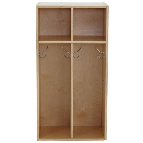 Ecr4kids 2 Section Classroom Locker Birch Wood Coat Backpack Storage For Kids Toddler 36 H Target