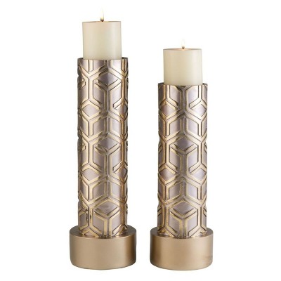 Ok Lighting Rose Gold Savanh Candleholder Set (Set Of 2; 14" & 16"H)