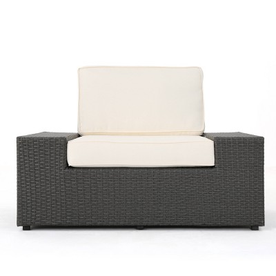 Christopher Knight Home Santa Cruz Outdoor Club Chair with Cushions Wicker Gray/White