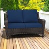 UPTION Outdoor Patio Rattan Loveseat With Cushions - 3 of 4