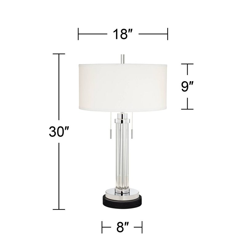 Possini Euro Design Cadence Modern Table Lamp with Round Black Marble Riser 30" Tall Glass Column White Shade for Bedroom Living Room Bedside Office, 4 of 7