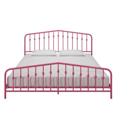 Hot Pink King Metal Platform Bed with Headboard and Slats