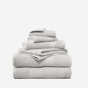 Farm to Home Organic Cotton Towel Set of 6, GOTS & Oeko-TEX Certified, 2 Bath Towels, 2 Hand Towels & 2 Washcloths - Pearl - 1 of 3