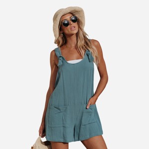 Women's Patch Pocket Wide Straps Pinafore Romper - Cupshe - 1 of 4