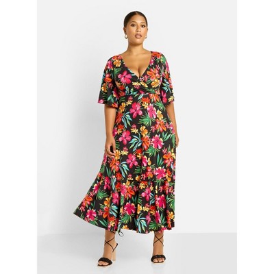 Rebdolls Women's Felina Floral Print Skater Maxi Dress
