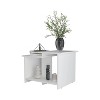 Vynxaria Modern White Coffee Table with Open Storage - Sleek Rectangular Design, Three-Shelf Organization - 2 of 4