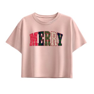 Girls' - Instant Message - Merry Pattern Short Sleeve Boxy Graphic