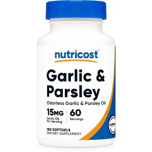 Nutricost Garlic & Parsley Oil (15mg) 180 Softgels - Odorless Garlic & Parsley, GMO-Free, 60 Servings - 1 of 4