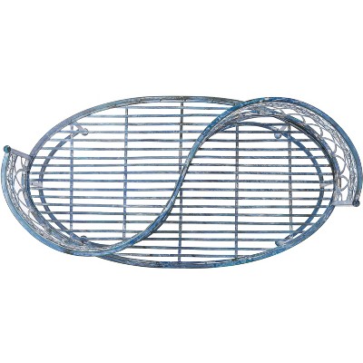 Antique Blue Iron Victorian Kissing Garden Bench