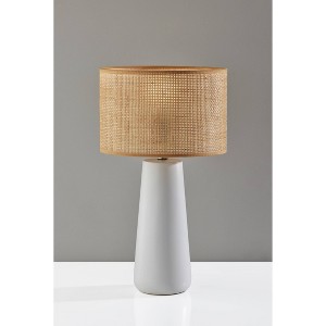 Adesso Sheffield Table Lamp White : Ceramic Base, Rattan Shade, ETL Listed, No Assembly Required - 1 of 4