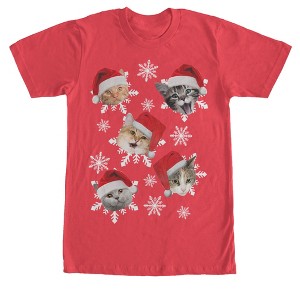 Men's Lost Gods Ugly Christmas Cat Snowflakes T-Shirt - 1 of 4